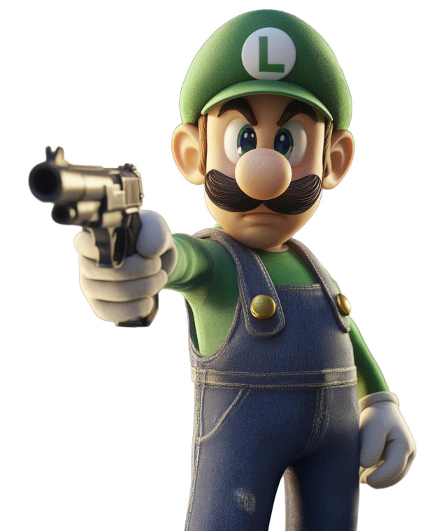 Luigi With Toy Gun Vinyl Car Decal Sticker – Waterproof & UV-Resistant 8"