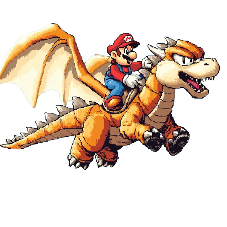Mario Riding Dragon Vinyl Car Decal Sticker – Waterproof & UV-Resistant 8"