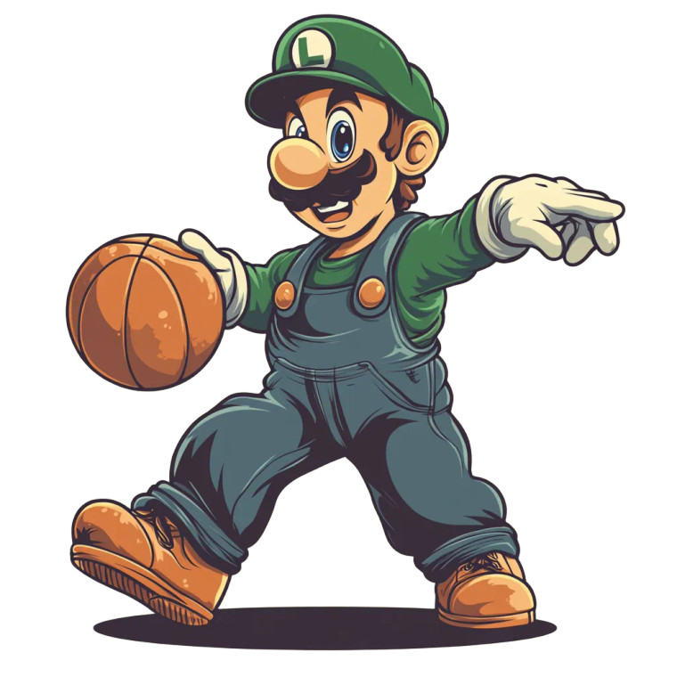 Basketball Luigi Vinyl Car Decal Sticker – Waterproof & UV-Resistant 8"