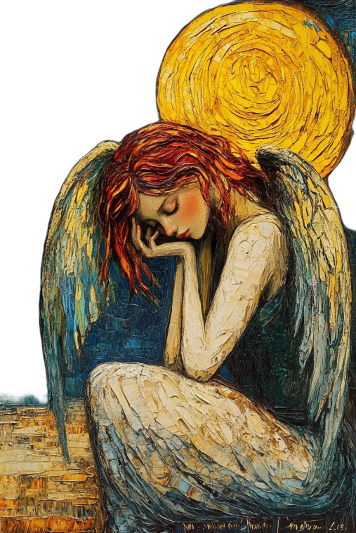 Van Gogh Angel Vinyl Car Decal Sticker – Waterproof & UV-Resistant 8"