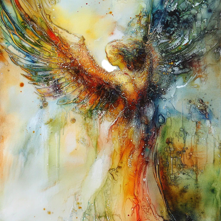 Abstract Watercolor Angel Vinyl Car Decal Sticker – Waterproof & UV-Resistant 8"