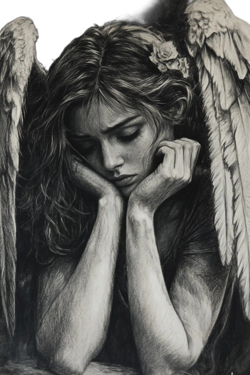 Exhausted Angel Vinyl Car Decal Sticker – Waterproof & UV-Resistant 8"