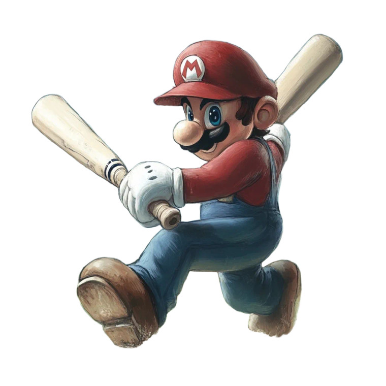 Mario Playing Cricket Vinyl Car Decal Sticker – Waterproof & UV-Resistant 8"