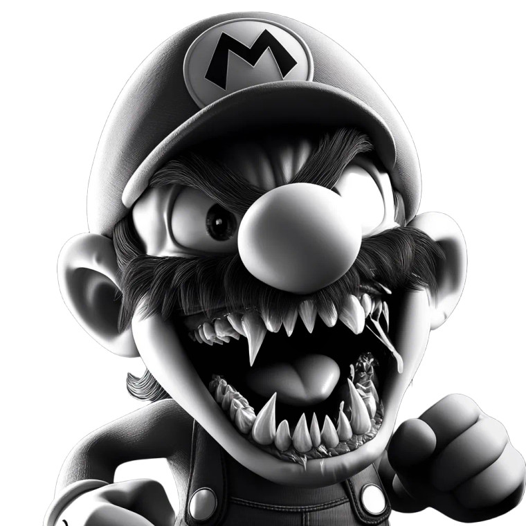 Sharp-Toothed Mario Vinyl Car Decal Sticker – Waterproof & UV-Resistant 8"