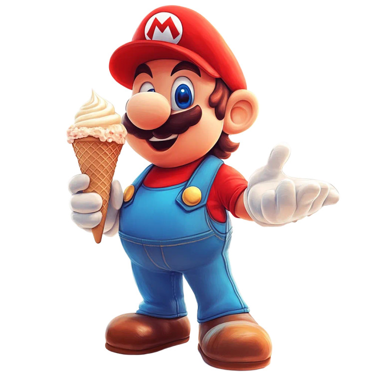 Mario Eating Ice Cream Vinyl Car Decal Sticker – Waterproof & UV-Resistant 8"