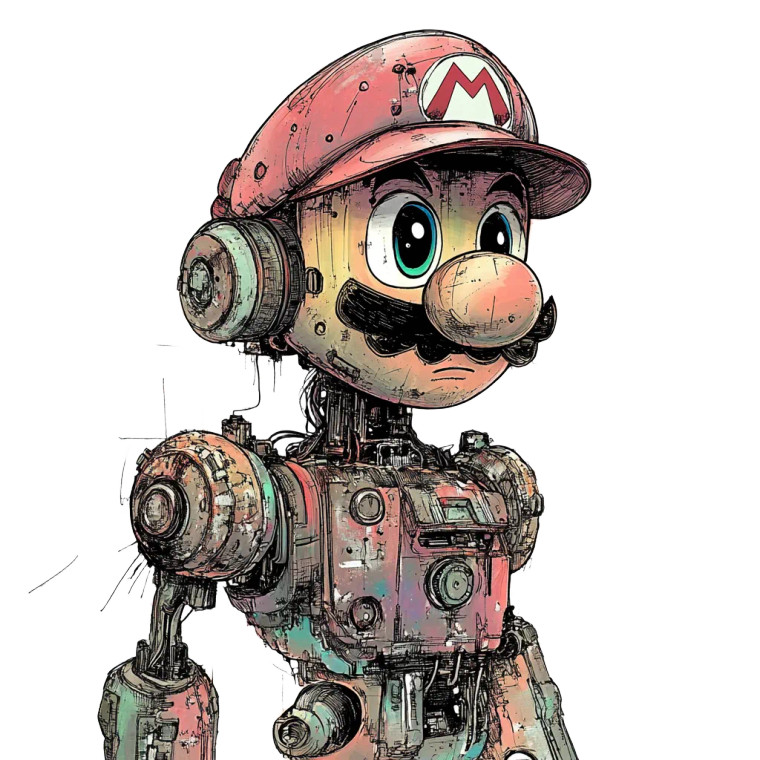 Robotic Mario Vinyl Car Decal Sticker – Waterproof & UV-Resistant 8"