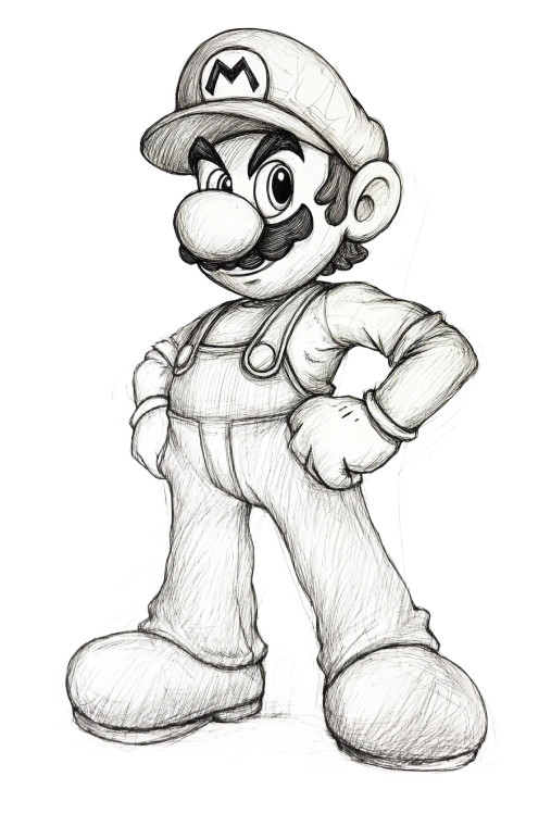 Super Mario Sketch V2 Vinyl Car Decal Sticker – Waterproof & UV-Resistant 8"