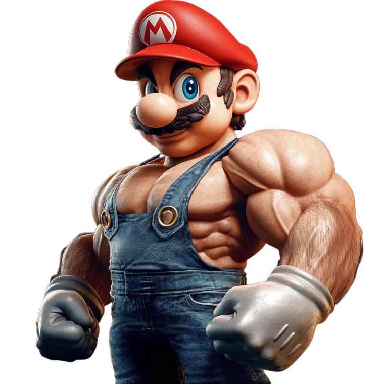 Muscular Pixel Mario Vinyl Car Decal Sticker – Waterproof & UV-Resistant 8"