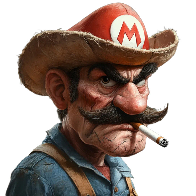 Cowboy Mario V2 Vinyl Car Decal Sticker – Waterproof & UV-Resistant 8"