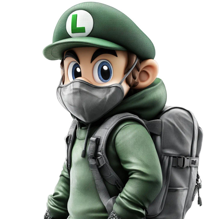 Luigi In Mask V2 Vinyl Car Decal Sticker – Waterproof & UV-Resistant 8"