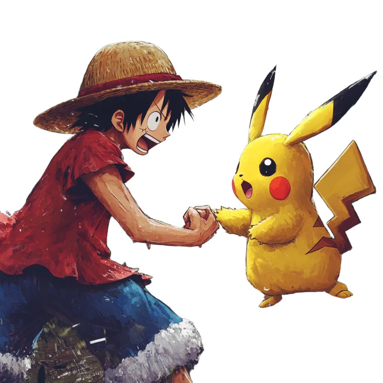 Luffy Vs Pikachu Vinyl Car Decal Sticker – Waterproof & UV-Resistant 8"