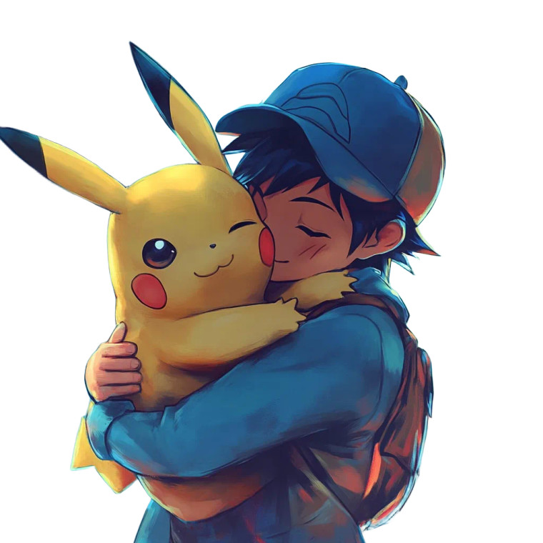 Ash & Pikachu Hug Vinyl Car Decal Sticker – Waterproof & UV-Resistant 8"
