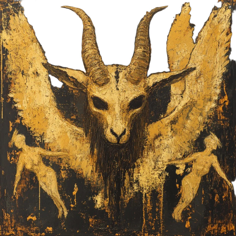 Golden Baphomet Vinyl Car Decal Sticker – Waterproof & UV-Resistant 8"