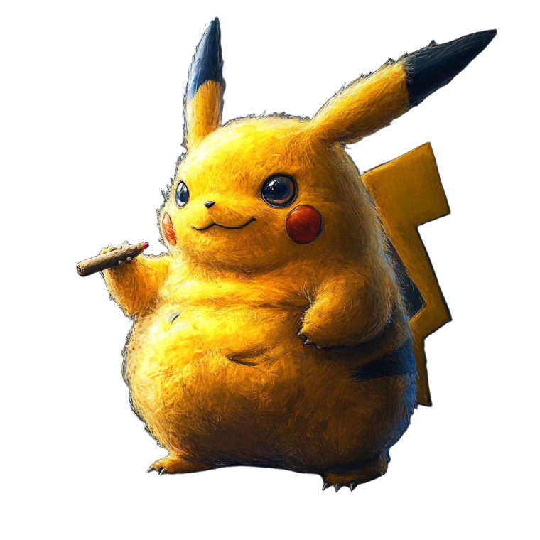 Overweight Pikachu Smoking Vinyl Car Decal Sticker – Waterproof & UV-Resistant 8"