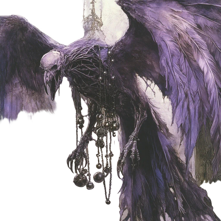 Purple Skeletal Bird Vinyl Car Decal Sticker – Waterproof & UV-Resistant 8"