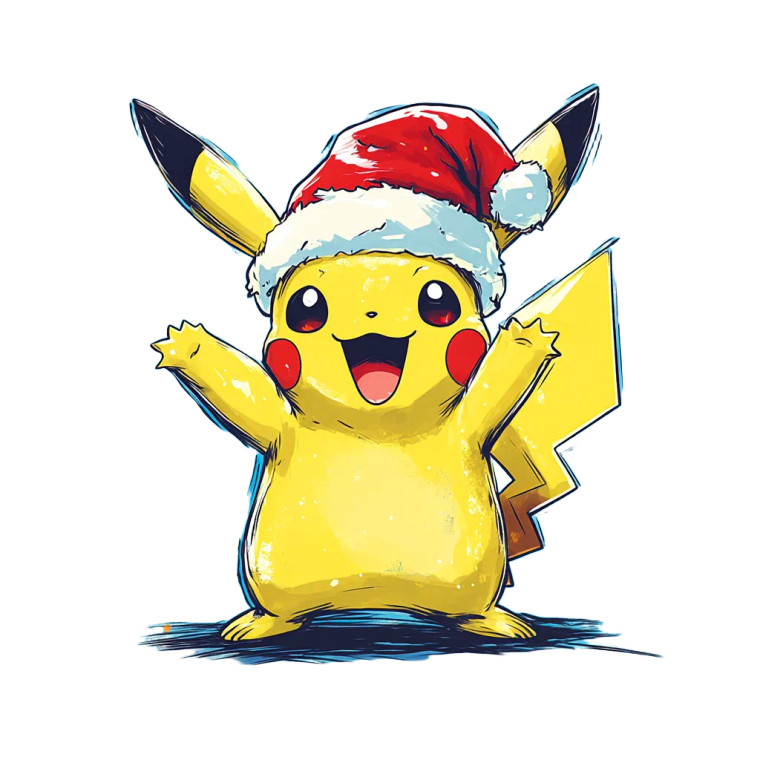 Christmas Pikachu Card Vinyl Car Decal Sticker – Waterproof & UV-Resistant 8"