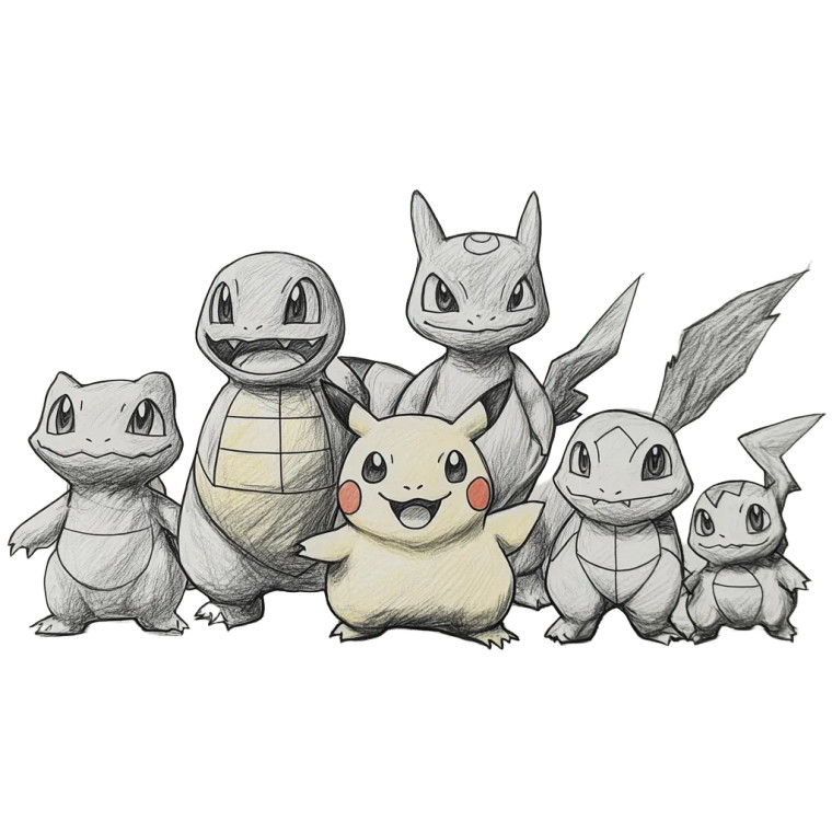 Pokemon Generations Sketch Vinyl Car Decal Sticker – Waterproof & UV-Resistant 8"