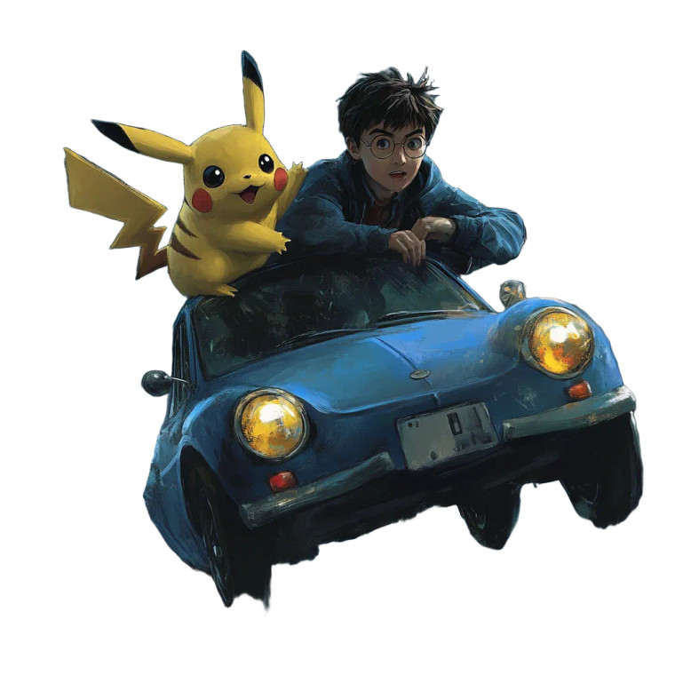 Pikachu & Harry Fight Vinyl Car Decal Sticker – Waterproof & UV-Resistant 8"