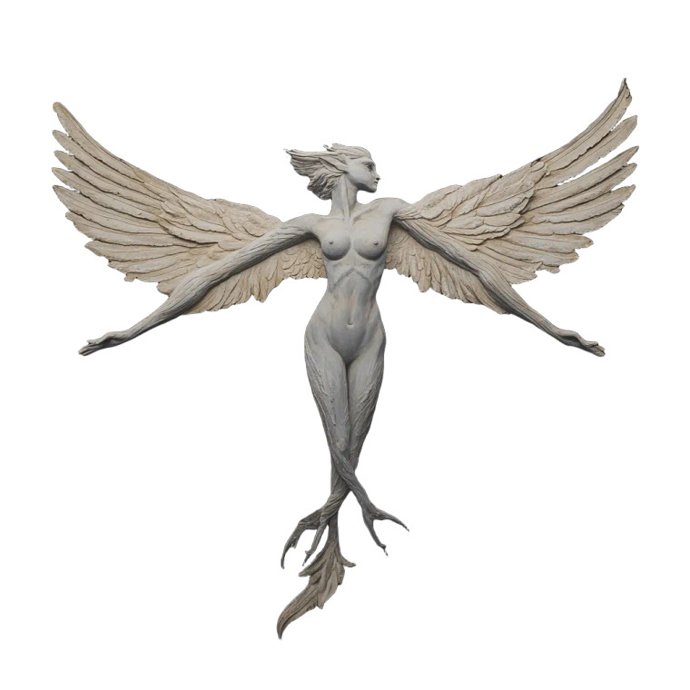 Mythical Harpy Sculpture Vinyl Car Decal Sticker – Waterproof & UV-Resistant 8"