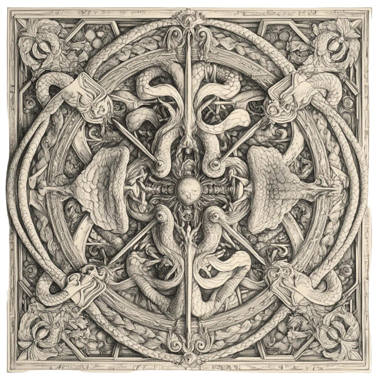 Intricate Metal Plate Sketch Vinyl Car Decal Sticker – Waterproof & UV-Resistant 8"