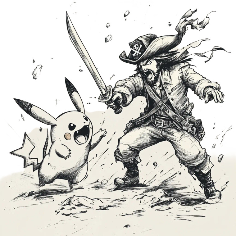 Pirate Vs Pokemon Vinyl Car Decal Sticker – Waterproof & UV-Resistant 8"