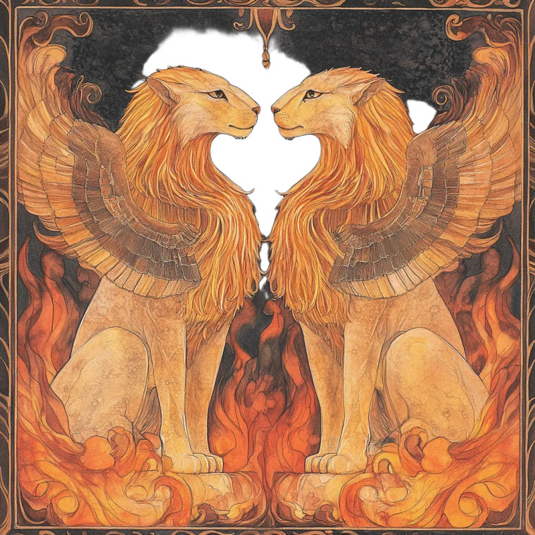 Sphinxes In Fire Vinyl Car Decal Sticker – Waterproof & UV-Resistant 8"