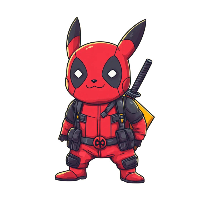Pikachu Deadpool Costume Vinyl Car Decal Sticker – Waterproof & UV-Resistant 8"