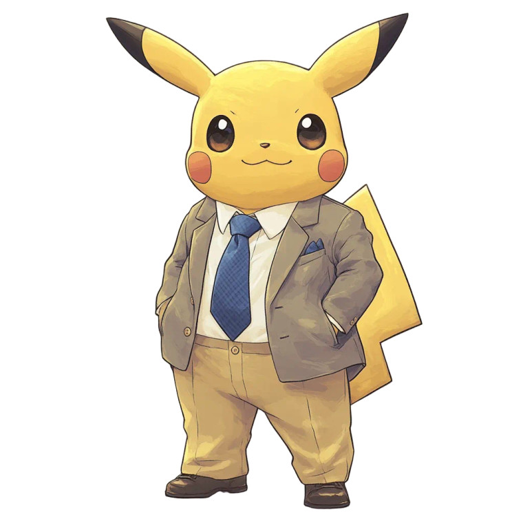 Pikachu In Suit Vinyl Car Decal Sticker – Waterproof & UV-Resistant 8"