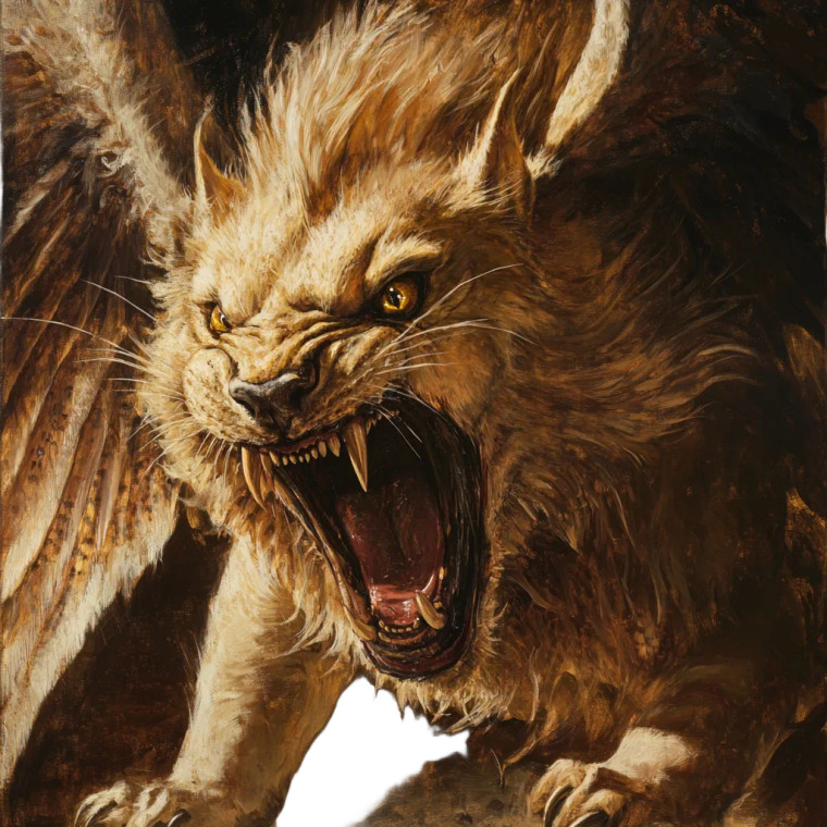 Six-Winged Lion Creature Vinyl Car Decal Sticker – Waterproof & UV-Resistant 8"