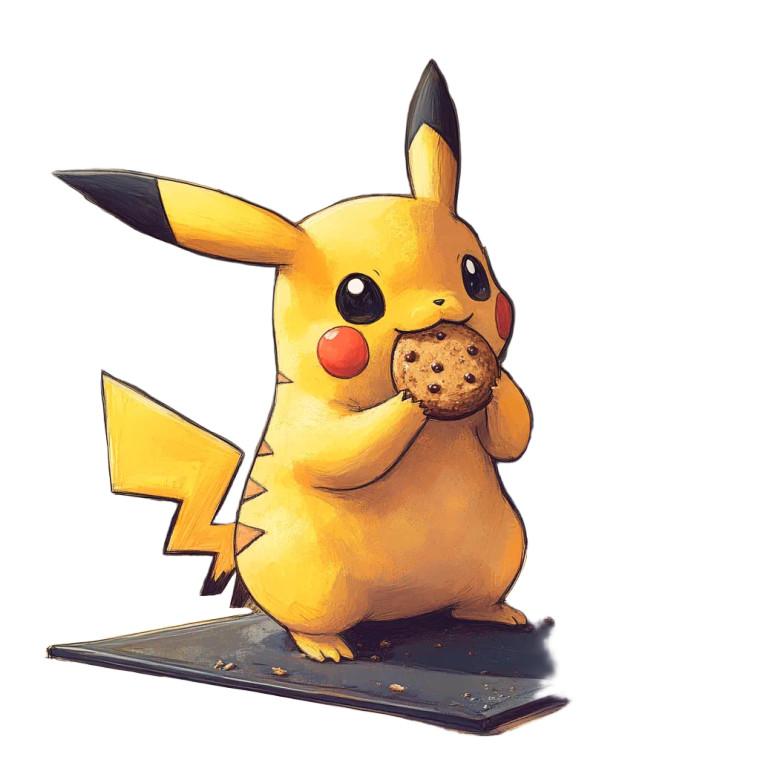 Happy Pikachu Eating Vinyl Car Decal Sticker – Waterproof & UV-Resistant 8"