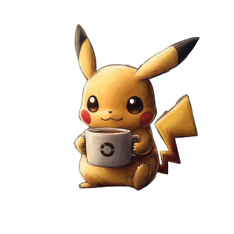 Pikachu Drinking Coffee Vinyl Car Decal Sticker – Waterproof & UV-Resistant 8"