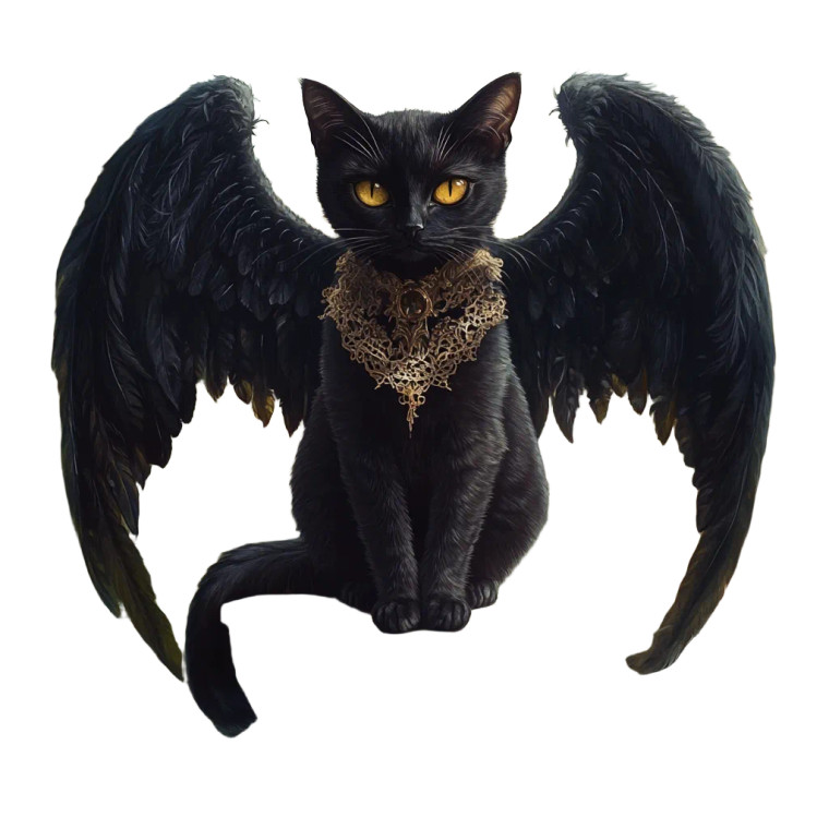 Winged Black Cat Vinyl Car Decal Sticker – Waterproof & UV-Resistant 8"