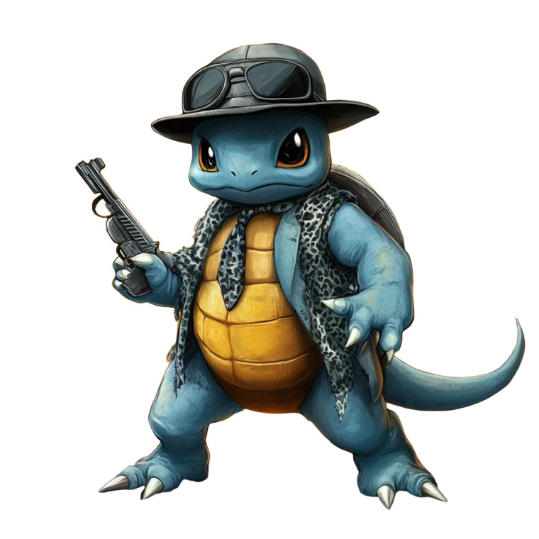 Gangster Squirtle Vinyl Car Decal Sticker – Waterproof & UV-Resistant 8"