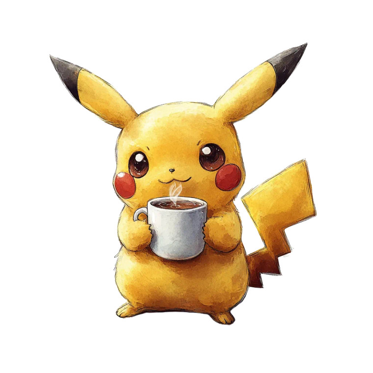 Pikachu Coffee Time Vinyl Car Decal Sticker – Waterproof & UV-Resistant 8"