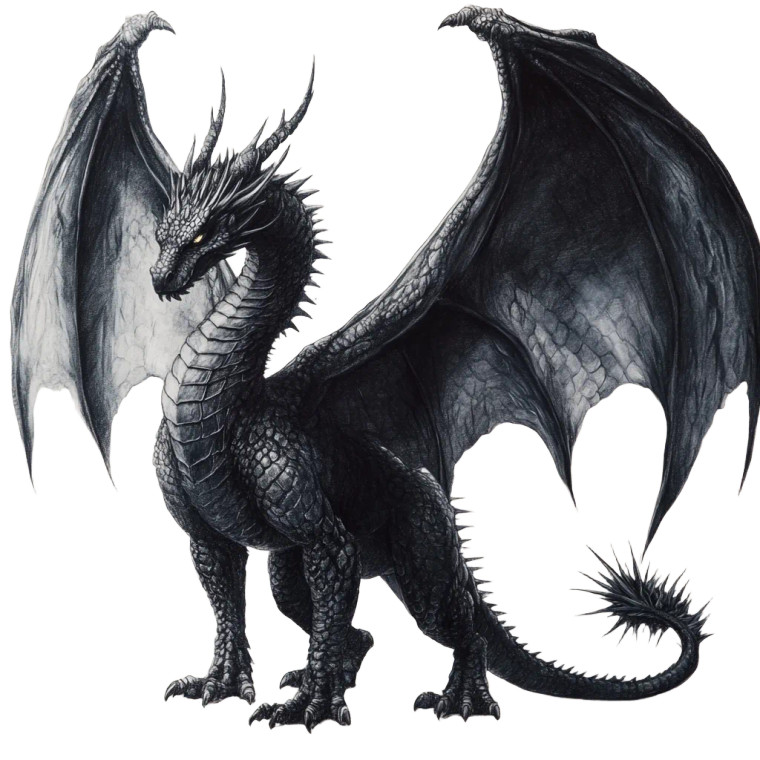 Black Dragon Drawing Vinyl Car Decal Sticker – Waterproof & UV-Resistant 8"