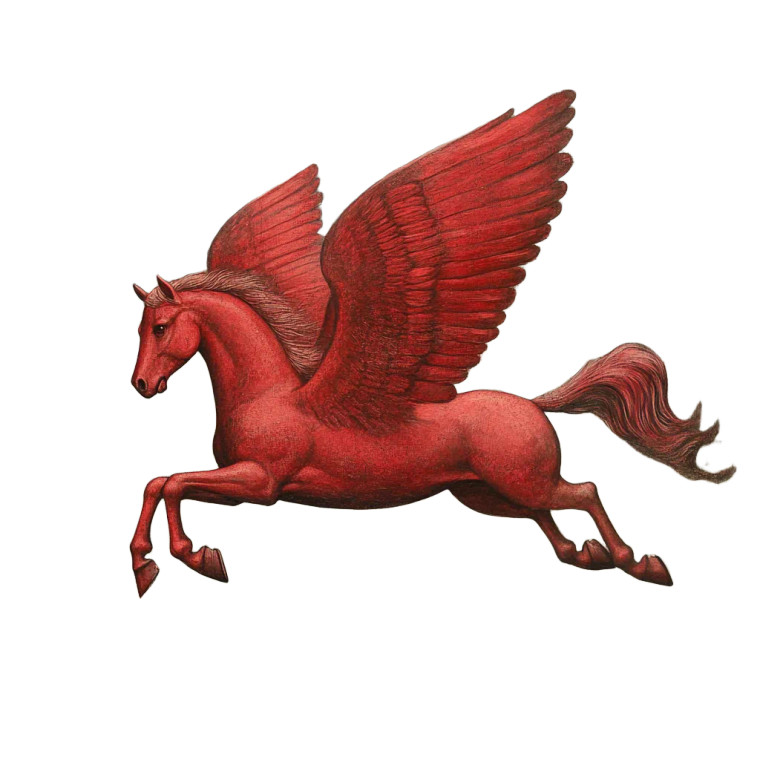 Red Flying Horse Vinyl Car Decal Sticker – Waterproof & UV-Resistant 8"