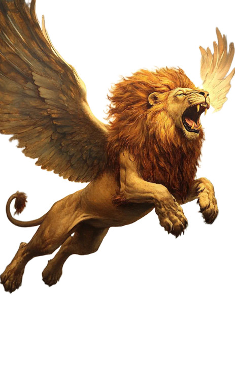 Winged Lion Roaring Vinyl Car Decal Sticker – Waterproof & UV-Resistant 8"