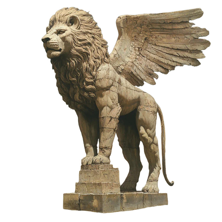 Eroded Lion-Man Statue Vinyl Car Decal Sticker – Waterproof & UV-Resistant 8"