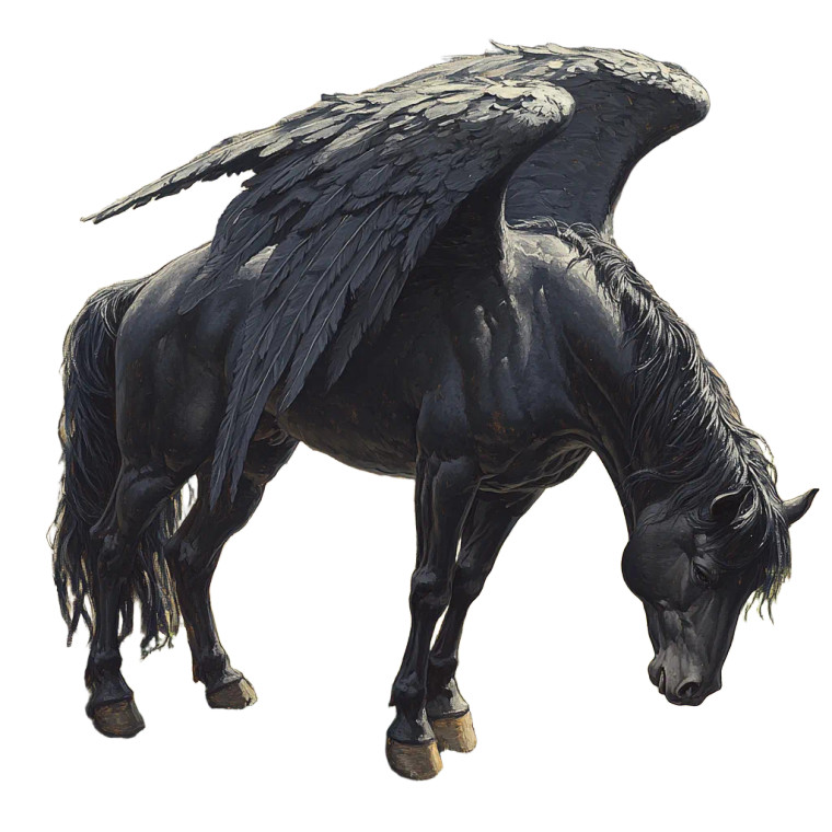 Noble Black Pegasus Vinyl Car Decal Sticker – Waterproof & UV-Resistant 8"