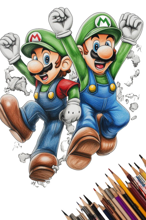 Super Mario Coloring V2 Vinyl Car Decal Sticker – Waterproof & UV-Resistant 8"