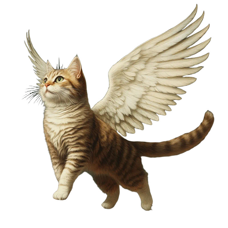 Winged Cat V2 Vinyl Car Decal Sticker – Waterproof & UV-Resistant 8"