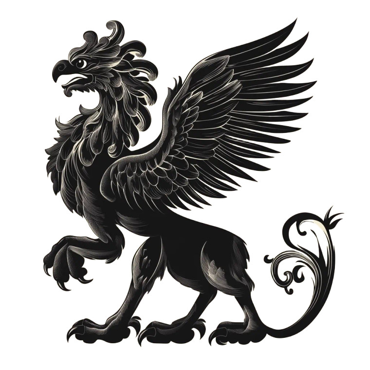 Heraldic Black Griffin Vinyl Car Decal Sticker – Waterproof & UV-Resistant 8"
