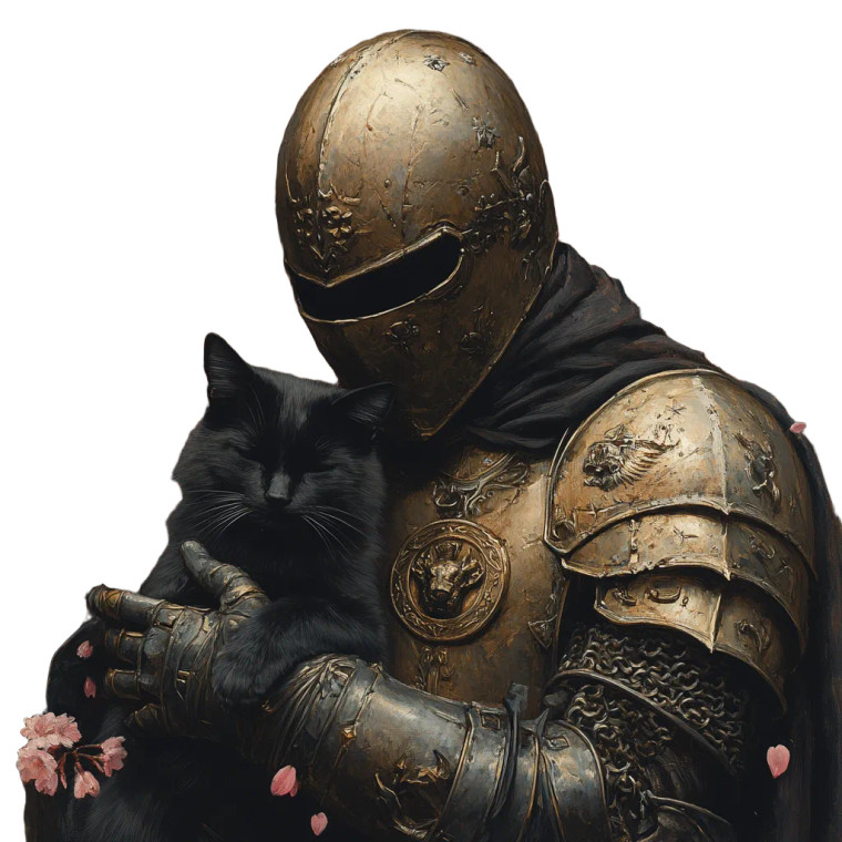 Wolf Knight With Cat Vinyl Car Decal Sticker – Waterproof & UV-Resistant 8"