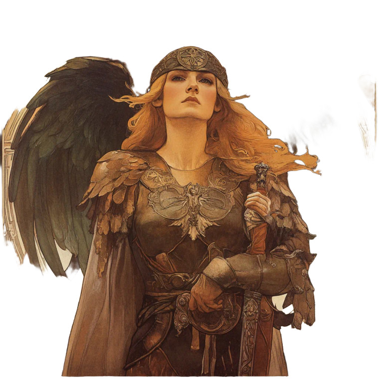 Valkyrie By Mucha Vinyl Car Decal Sticker – Waterproof & UV-Resistant 8"