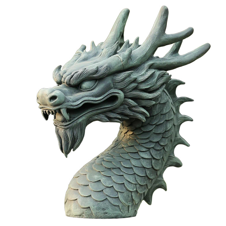 Dragon Head Statue Vinyl Car Decal Sticker – Waterproof & UV-Resistant 8"