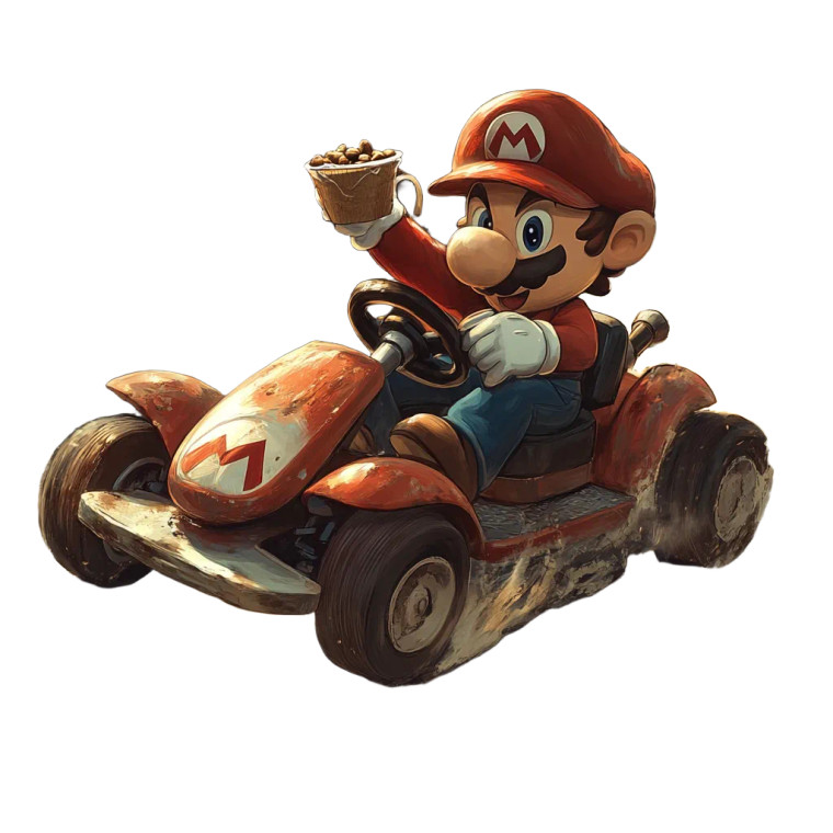 Mario Kart Coffee Vinyl Car Decal Sticker – Waterproof & UV-Resistant 8"