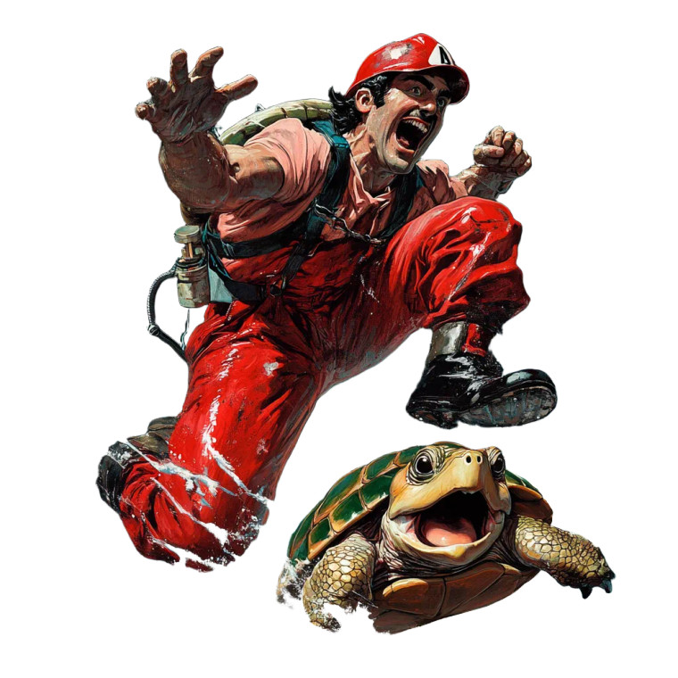 Jumping Plumber Vs Turtle Vinyl Car Decal Sticker – Waterproof & UV-Resistant 8"