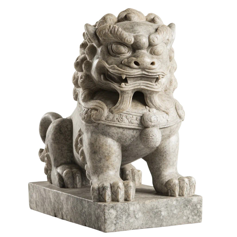 Chinese Stone Lion Vinyl Car Decal Sticker – Waterproof & UV-Resistant 8"