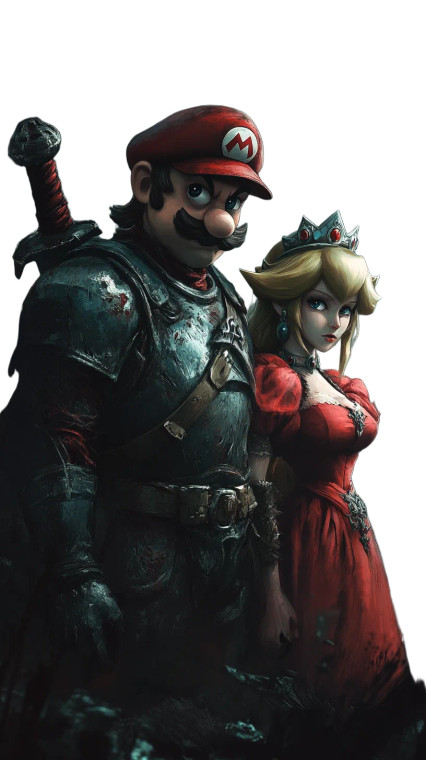 Dark Fantasy Mario Peach Vinyl Car Decal Sticker – Waterproof & UV-Resistant 8"