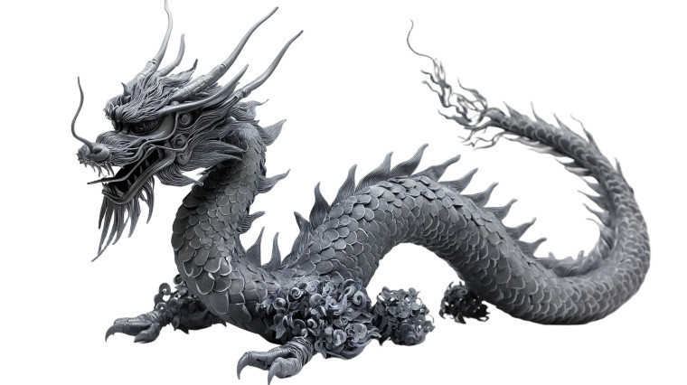 Metallic Eastern Dragon Vinyl Car Decal Sticker – Waterproof & UV-Resistant 8"